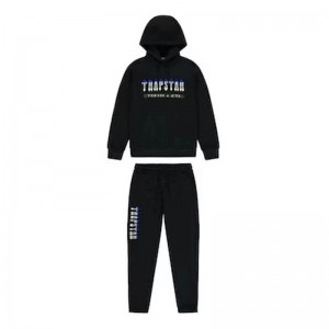 Black Men's Trapstar Black Decoded Chenille 2.0 Hooded Tracksuit Australia | SU58-753