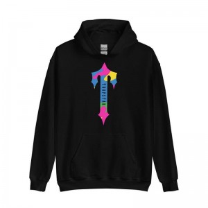 Black Men's Trapstar Colorful Logo Rainbow Hoodie Australia | DV27-898