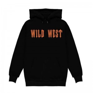 Black Men's Trapstar Fleece Central Cee Trap Star Wild West Hoodie Australia | JF50-976