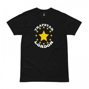 Black Men's Trapstar Fleece Stars London T Shirts Australia | IY06-399