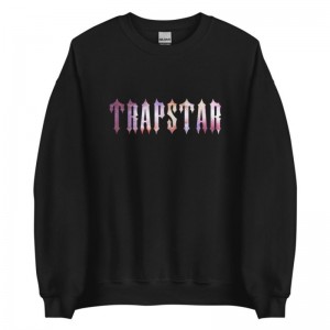 Black Men's Trapstar Funny Galaxy Sweatshirts Australia | XJ39-103