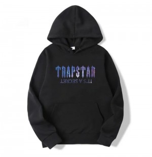 Black Men's Trapstar It's a Secret Galaxy Hoodie Australia | BB52-296