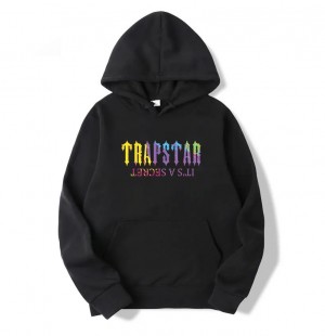 Black Men's Trapstar It's a Secret Print Hoodie Australia | YG60-468