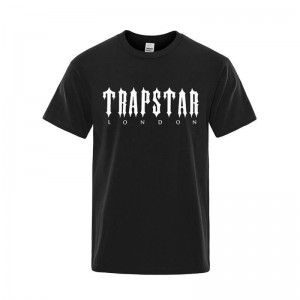 Black Men's Trapstar London Letter Printed T Shirts Australia | LW96-431