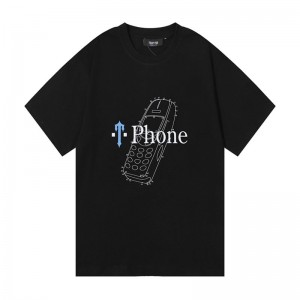 Black Men's Trapstar Paint Splatter Phone T Shirts Australia | BA54-185