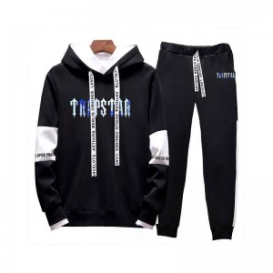 Black Men's Trapstar Revolution Chenille Decoded Hooded Tracksuit Australia | GB75-513