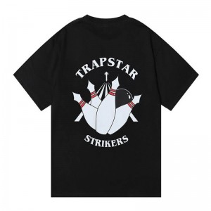 Black Men's Trapstar Signature Strikers T Shirts Australia | DV96-291