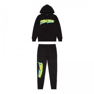 Black Men's Trapstar Speedstar Hooded Tracksuit Australia | TZ09-414