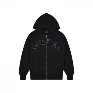 Black Men's Trapstar Wildcard Chenille Zip Hoodie Tracksuit Australia | HW03-774