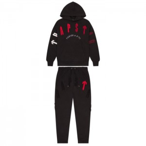 Black / Red Men's Trapstar Irongate Arch Chenille 2.0 Tracksuit Australia | RM46-571