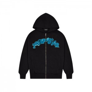 Black / Turquoise Men's Trapstar Wildcard Chenille Hoodie Tracksuit Australia | UC15-876