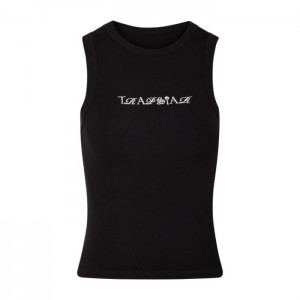 Black / White Women's Trapstar Script Racer Vest Top Australia | EL72-027