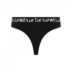 Black / White Women's Trapstar Script Thong Shorts Australia | PM50-695