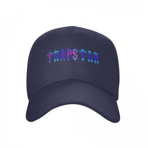 Blue Men's Trapstar Black Cap Hats Australia | EF94-133