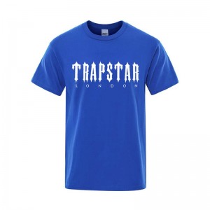 Blue Men's Trapstar London Letter Printed T Shirts Australia | TL49-939