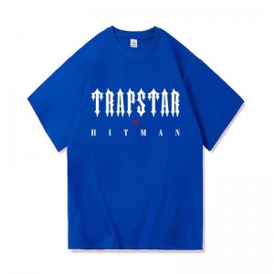 Blue Men's Trapstar X Hitman T Shirts Australia | TQ01-421