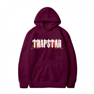 Burgundy Men's Trapstar Long Sleeve Hoodie Australia | BM73-305