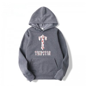 Grey Men's Trapstar Anime T-Flowers Pattern Hoodie Australia | QY73-706