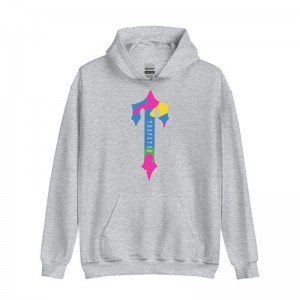 Grey Men's Trapstar Colorful Logo Rainbow Hoodie Australia | ED58-595