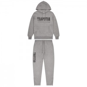 Grey Men's Trapstar Decoded Chenille 2.0 Hoodie Tracksuit Australia | ZI36-873