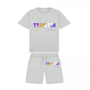 Grey Men's Trapstar Irongate Arch Chenille Set Shorts Australia | TN33-450