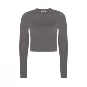 Grey Women's Trapstar Hyperdrive Cropped Long Sleeve Top Australia | KD40-802