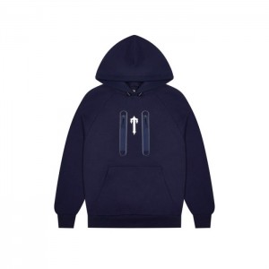 Navy Men's Trapstar Irongate T Trap Fleece Hoodie Australia | HM39-760