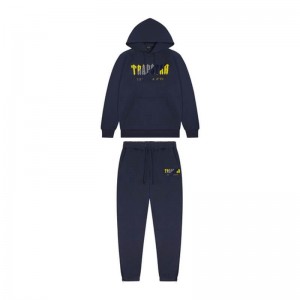 Navy Yellow Men's Trapstar Navy Chenille Decoded Hoodie Tracksuit Australia | TU42-516