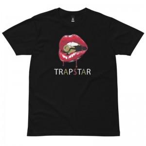 Red Black Men's Trapstar Red Lips T Shirts Australia | ZZ14-774