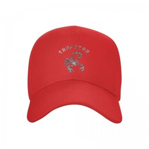 Red Men's Trapstar Baseball black Cap Hats Australia | KY54-009