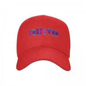 Red Men's Trapstar Black Cap Hats Australia | DG83-289