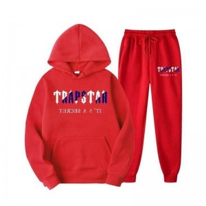 Red Men's Trapstar Chenille Decoded Hooded Tracksuit Australia | JR81-000