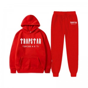 Red Men's Trapstar Chenille Decoded Hooded Tracksuit Australia | IJ76-491