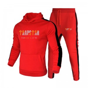 Red Men's Trapstar Winter Logo Hooded Tracksuit Australia | YS93-877