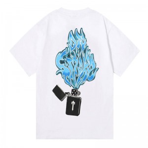 White Men's Trapstar Flame Printing T Shirts Australia | TW05-428