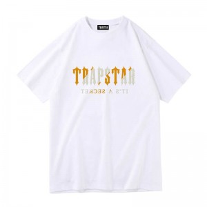 White Men's Trapstar Shinning Galaxy its a Secret T Shirts Australia | EP18-120