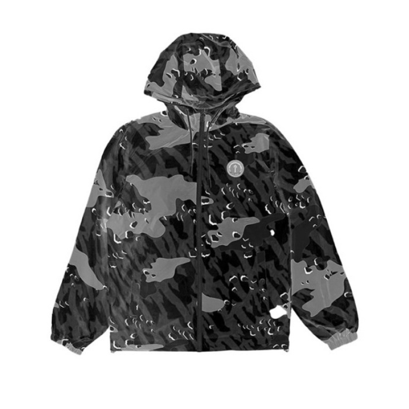 Black Camo Men's Trapstar Decoded Camo Windbreaker Outerwear Australia | DM51-380