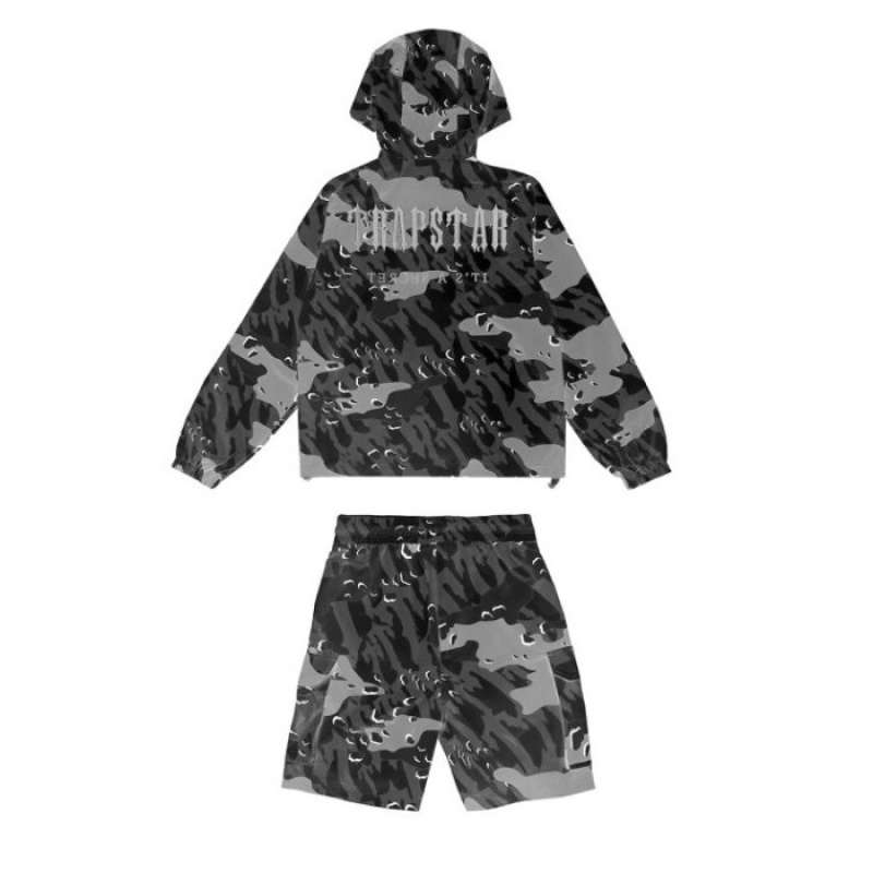 Black Camo Men's Trapstar Decoded Camo Windbreaker Outerwear Australia | DM51-380