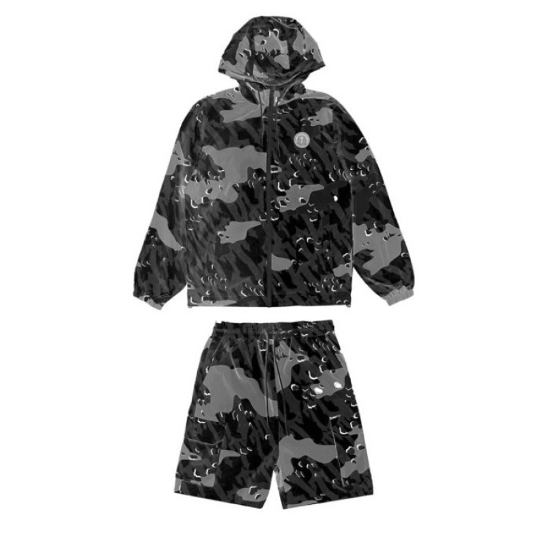 Black Camo Men's Trapstar Decoded Camo Windbreaker Outerwear Australia | DM51-380