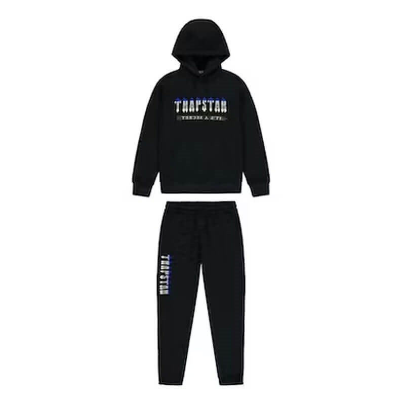 Black Men\'s Trapstar Black Decoded Chenille 2.0 Hooded Tracksuit Australia | SU58-753