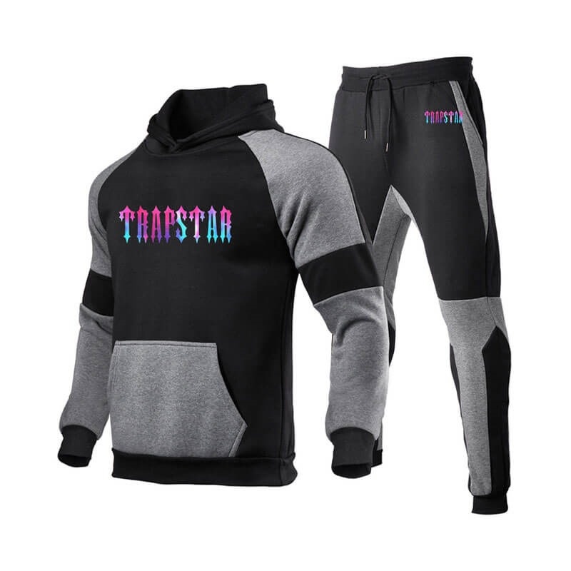 Black Men\'s Trapstar Fleece Causal Sport Tracksuit Australia | KN28-369