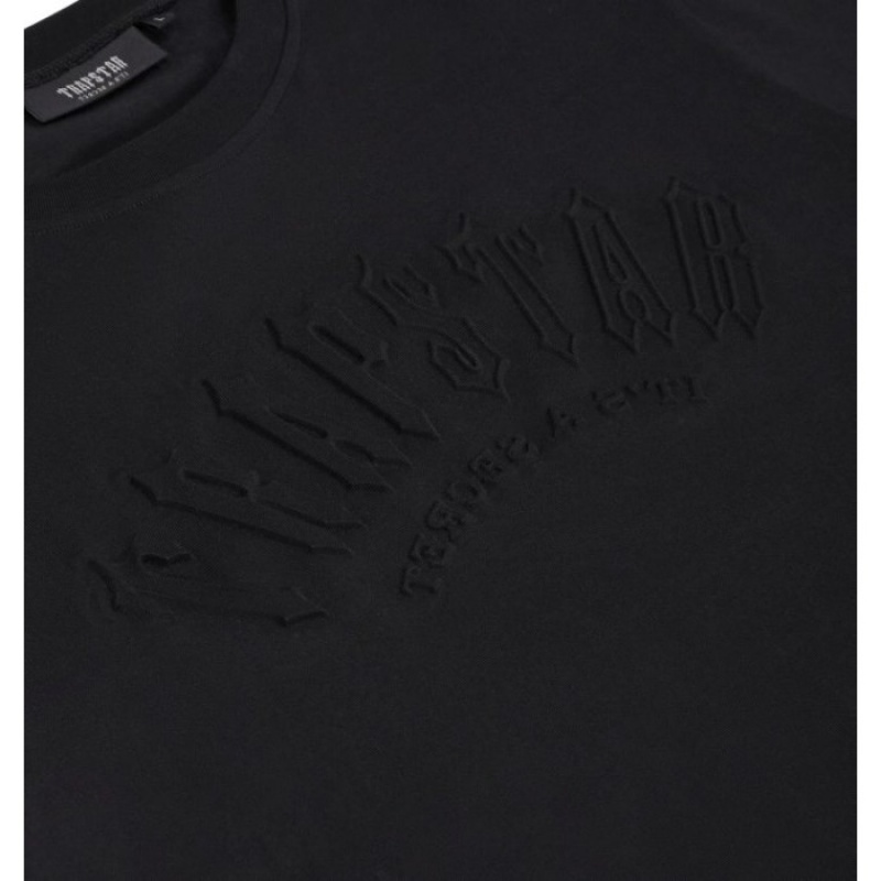 Black Men's Trapstar Irongate Arch Embossed Tee T Shirts Australia | HK57-790