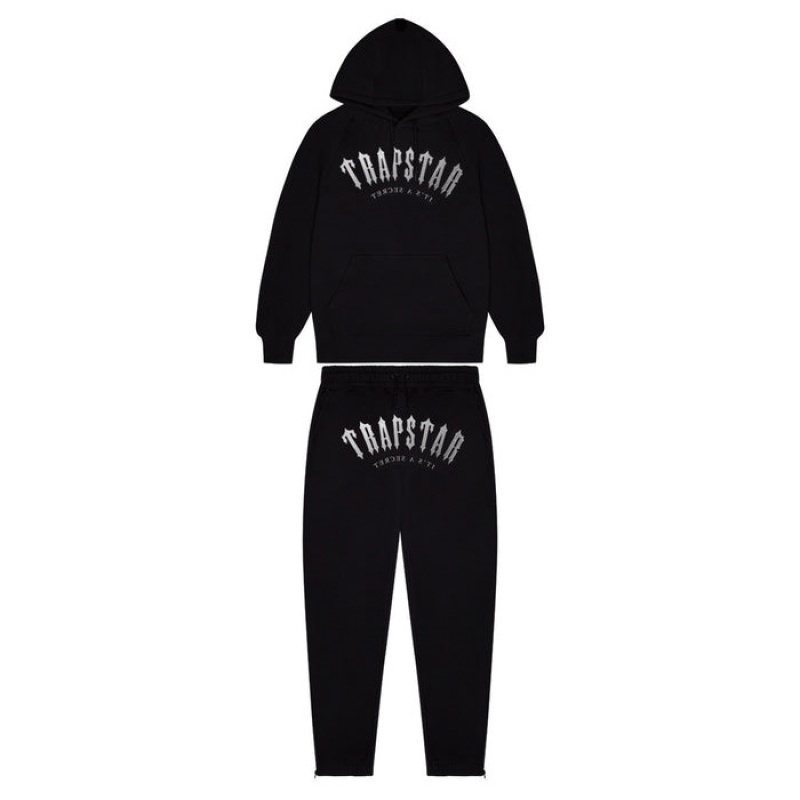 Black Men\'s Trapstar Irongate Arch It\'s A Secret Hooded Gel Tracksuit Australia | PZ65-294