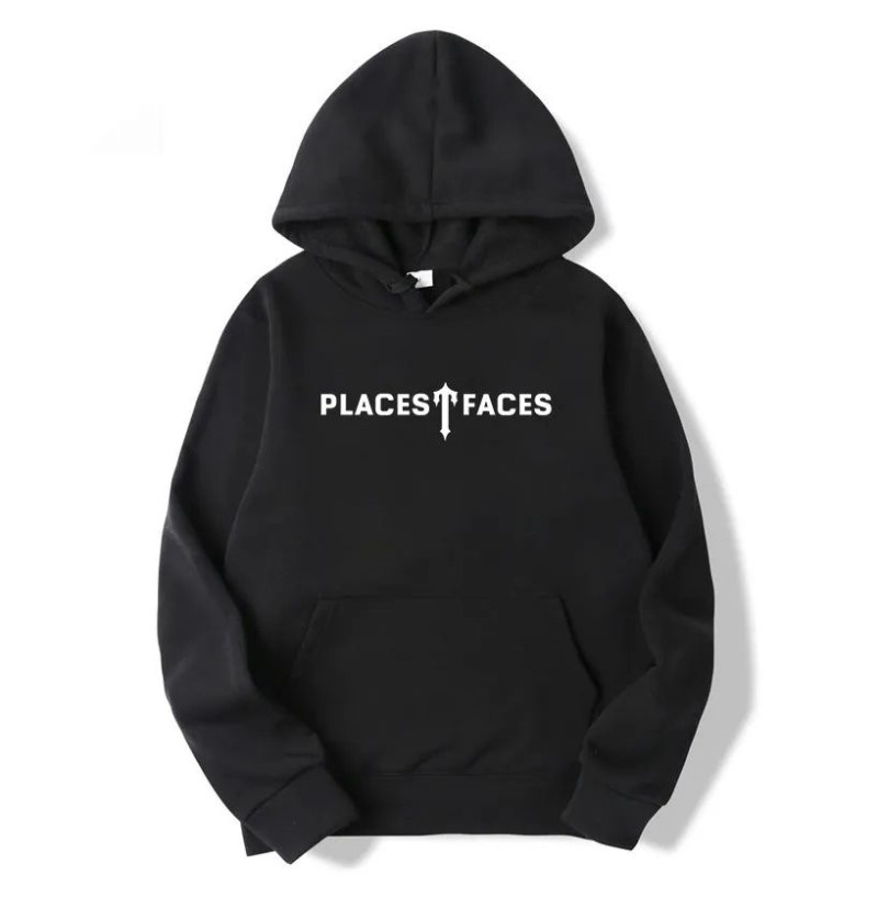 Black Men\'s Trapstar Places Tee Faces Hoodie Australia | DK44-158