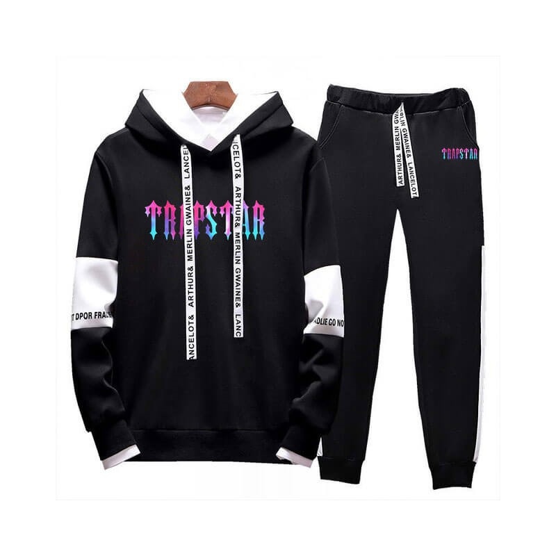 Black Men\'s Trapstar Revolution Chenille Decoded Hooded Tracksuit Australia | YL31-549