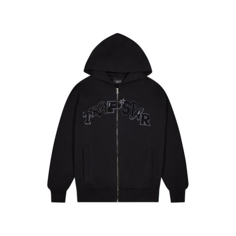 Black Men\'s Trapstar Wildcard Chenille Zip Hoodie Tracksuit Australia | HW03-774