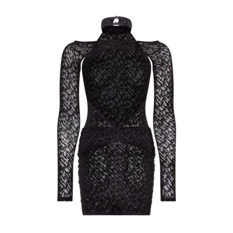 Black Women's Trapstar Jacquard Mesh Dress Australia | YD39-314