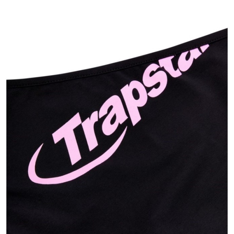 Black / Pink Women's Trapstar Hyperdrive One Shoulder Vest Top Australia | KO58-355