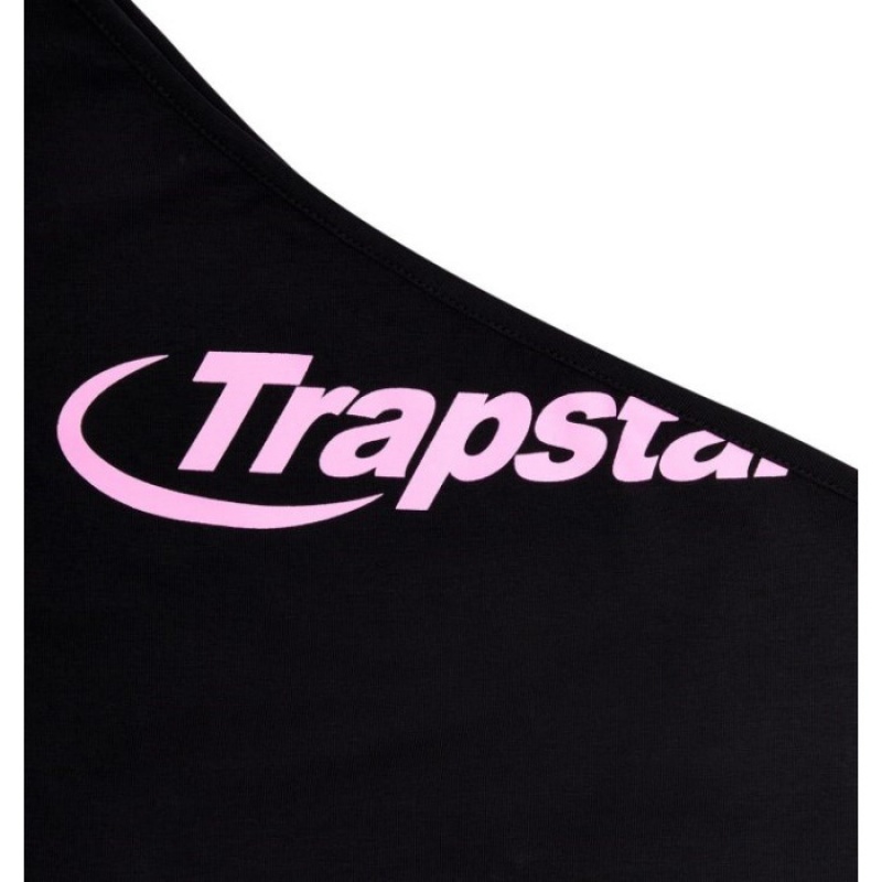 Black / Pink Women's Trapstar Hyperdrive One Shoulder Vest Top Australia | KO58-355