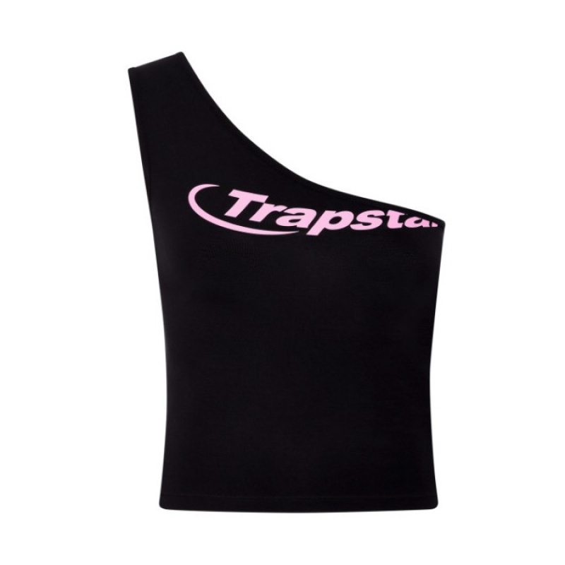 Black / Pink Women\'s Trapstar Hyperdrive One Shoulder Vest Top Australia | KO58-355